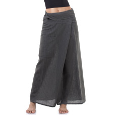 Women Cotton Thai Fisherman Pants Dark Grey FOC9W
